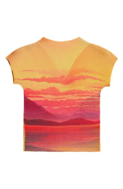 Desigual Sunset Grid Texture T-shirt In Multi
