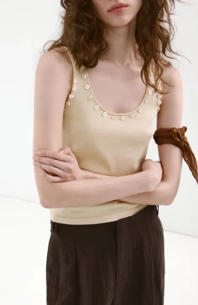 Mango Button Trim Tank In Neutral