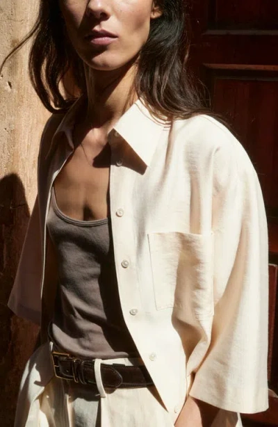 Mango Oversize Button-up Shirt In Neutral