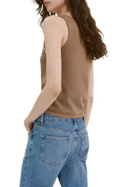 Mango Button Trim Tank In Brown
