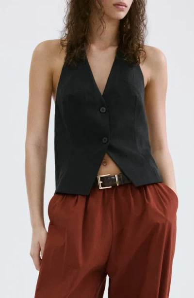 Mango Lyocell Suit Vest In Black