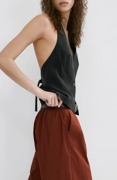 Mango Lyocell Suit Vest In Black