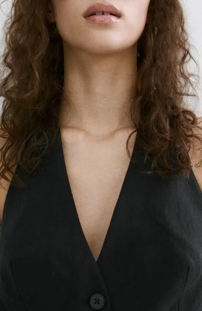 Mango Lyocell Suit Vest In Black