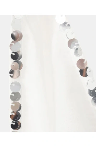 Mango Sequin Drape Halter Top In White