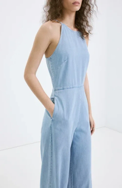 Mango Denim Jumpsuit In Blue