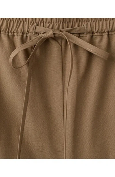 Mango Embroidered Side Stripe Cotton Drawstring Pants In Brown
