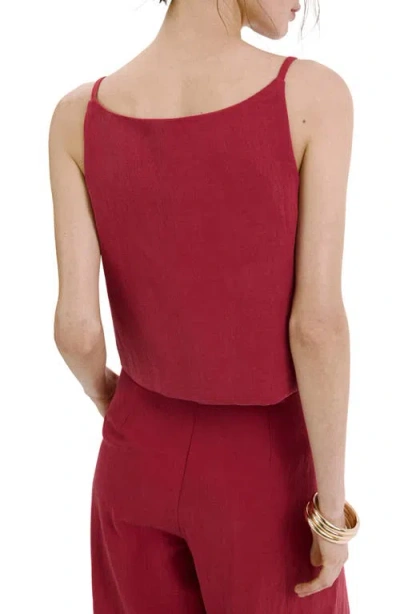 Mango Square Neck Button Front Top In Red
