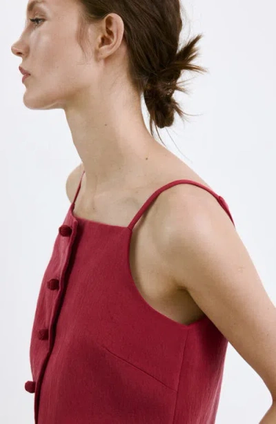 Mango Square Neck Button Front Top In Red