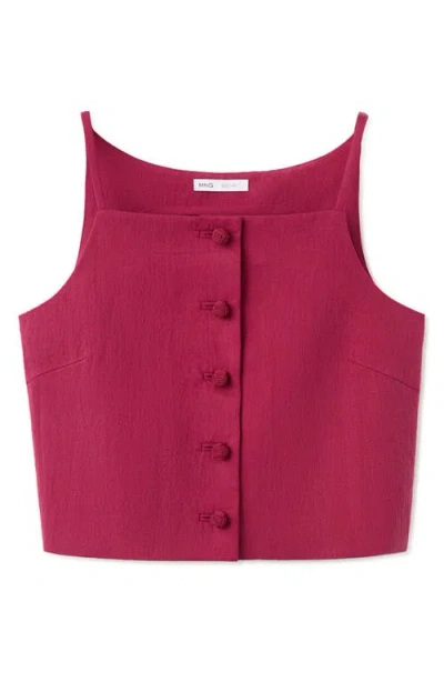Mango Square Neck Button Front Top In Red