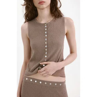 Mango Textured Top With Mixed Buttons In Brown