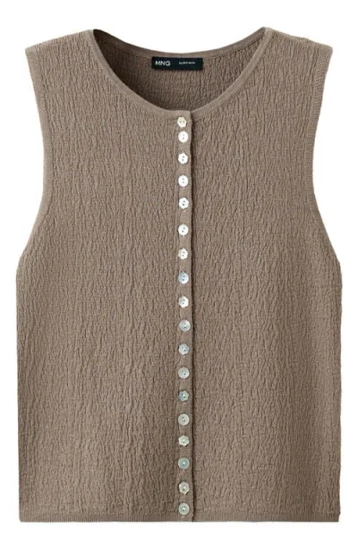 Mango Textured Top With Mixed Buttons In Brown