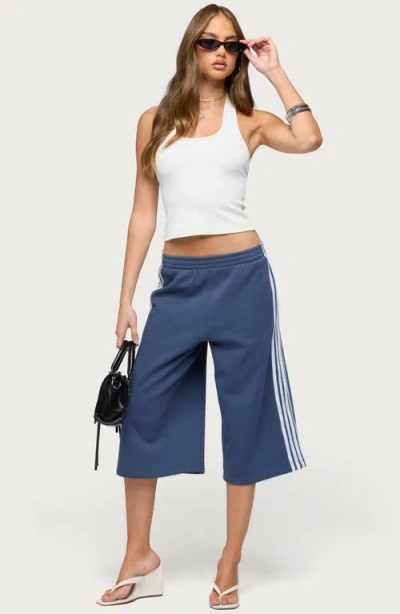 Edikted Uma Side Stripe Bermuda Shorts In Blue