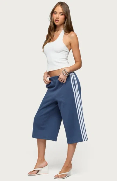 Edikted Uma Side Stripe Bermuda Shorts In Blue