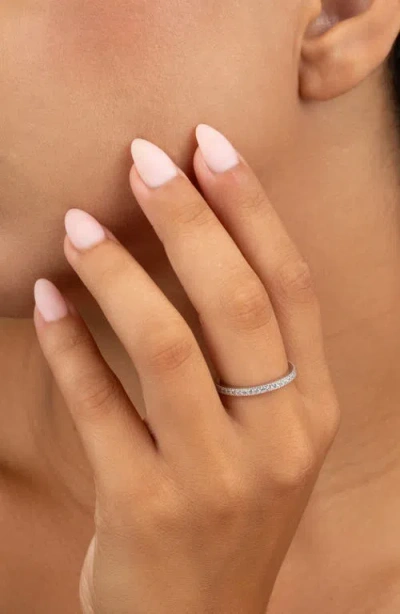 Sterling Forever Thin Cubic Zirconia Band Ring In Metallic