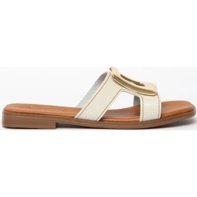 Menina Step Brisa Leather Slide In White
