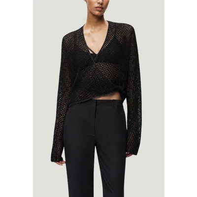 Nocturne Wrap Mesh Blouse In Black