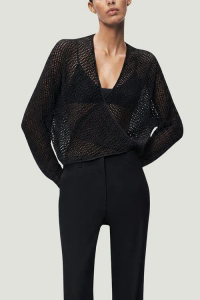 Nocturne Wrap Mesh Blouse In Black