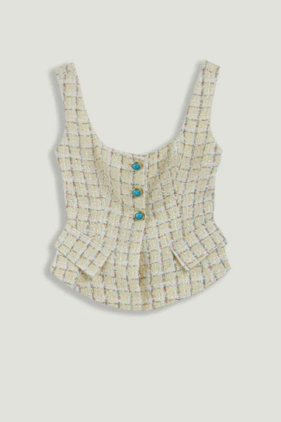 Nocturne Button Accessory Tweed Bustier In Multi
