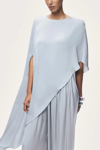 Nocturne Draped Cape Blouse In Gray