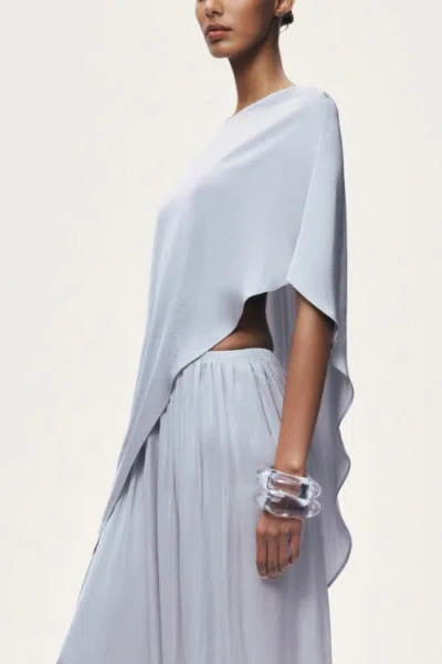 Nocturne Draped Cape Blouse In Gray