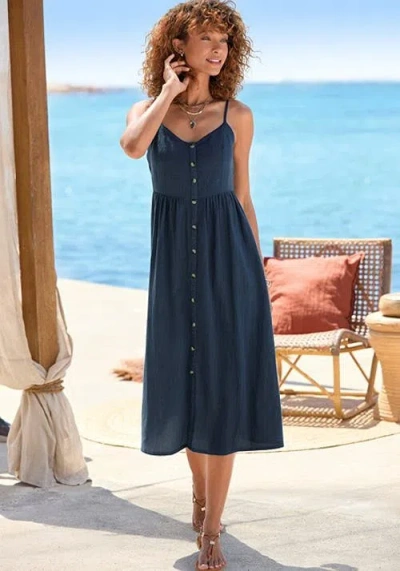 Lascana Button Up Panel Dress In Blue