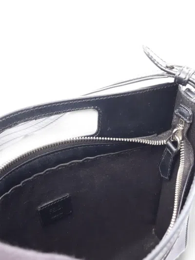 Pre-owned Fendi 2000s Debossed Logo Handbag In Black