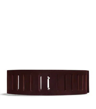 Alaïa Rectangular Large Belt In Nubuck In Burgundy