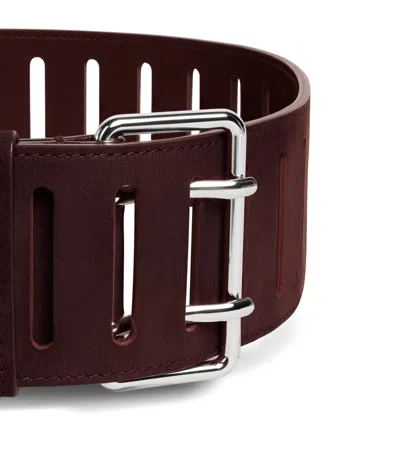 Alaïa Rectangular Large Belt In Nubuck In Burgundy