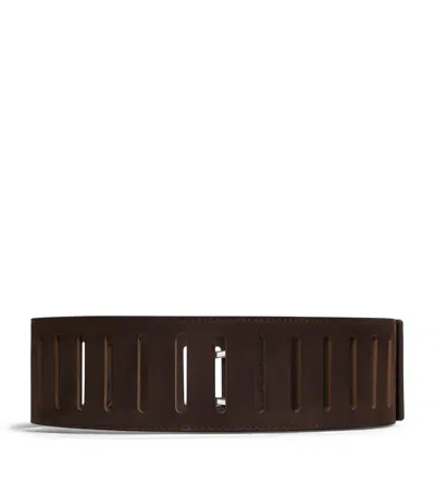 Alaïa Leather Rectangular Buckle Belt In Brown