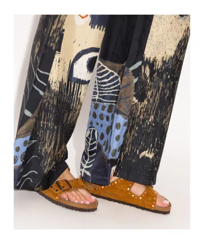 Birkenstock Arizona Rivets Studded Slide Sandal In Brown