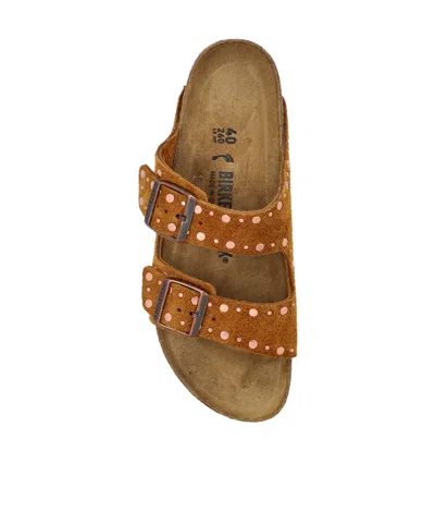 Birkenstock Arizona Rivets Studded Slide Sandal In Brown