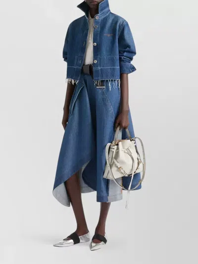Givenchy Cropped Raw-edge Cotton Denim Jacket In Blue