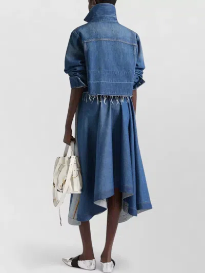 Givenchy Cropped Raw-edge Cotton Denim Jacket In Blue