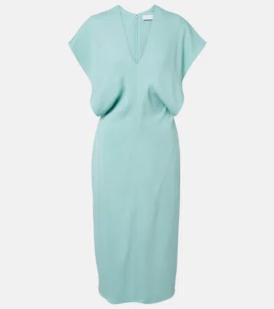 Stella Mccartney Midi Dress With V-neck And Drape In Green