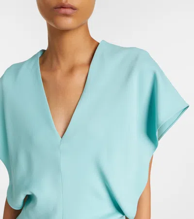 Stella Mccartney Midi Dress With V-neck And Drape In Green