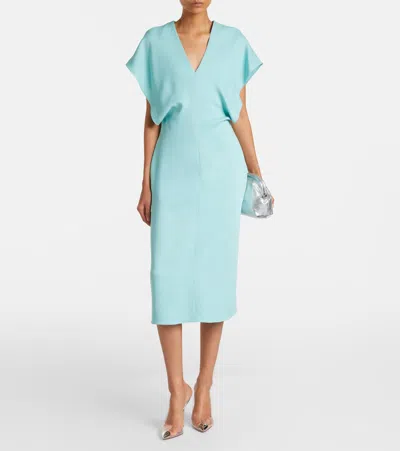 Stella Mccartney Midi Dress With V-neck And Drape In Green