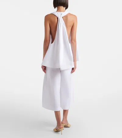 Jacquemus Le Marin High-rise Cotton-poplin Wide-leg Shorts In White
