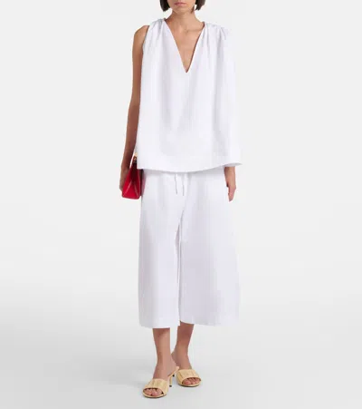 Jacquemus Le Marin High-rise Cotton-poplin Wide-leg Shorts In White