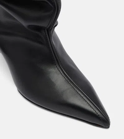 Balmain Leather Wedge Ankle Boots 60 In Black