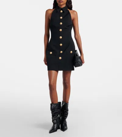 Balmain Leather Wedge Ankle Boots 60 In Black