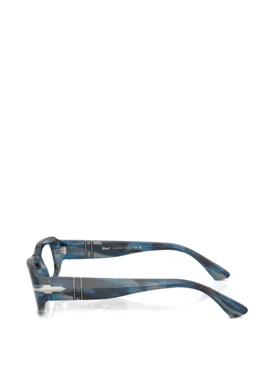 Persol Striped Rectangle-frame Glasses In Blue