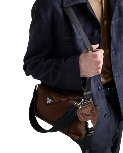 Prada Explore Re-nylon And Leather Bag In Brown