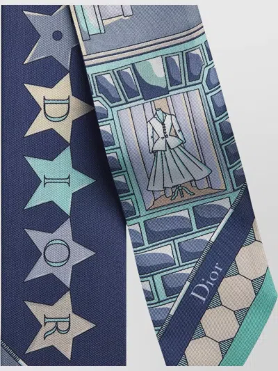Dior Graphic Print Lightweight Fabric Rectangular Scarf In Multi