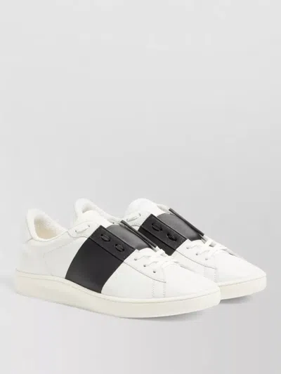 Valentino Garavani Minimalist Leather Sneakers With Contrasting Stripe Detail And Vlogo Signature In White