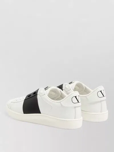 Valentino Garavani Minimalist Leather Sneakers With Contrasting Stripe Detail And Vlogo Signature In White