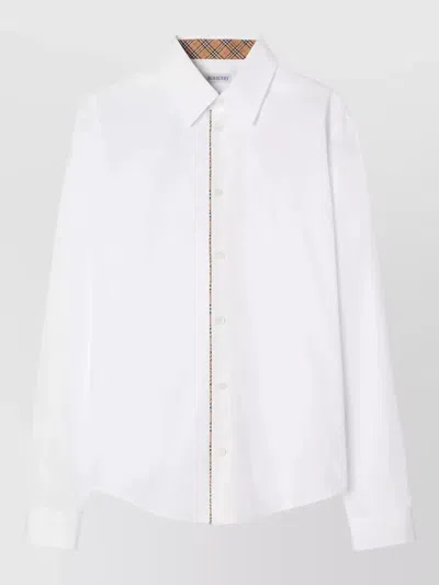 Burberry Check Pattern Shirt Button Down Collar In White