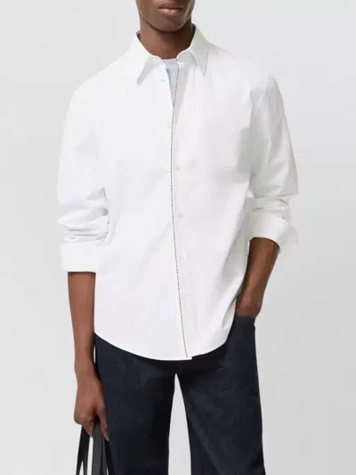 Burberry Check Pattern Shirt Button Down Collar In White