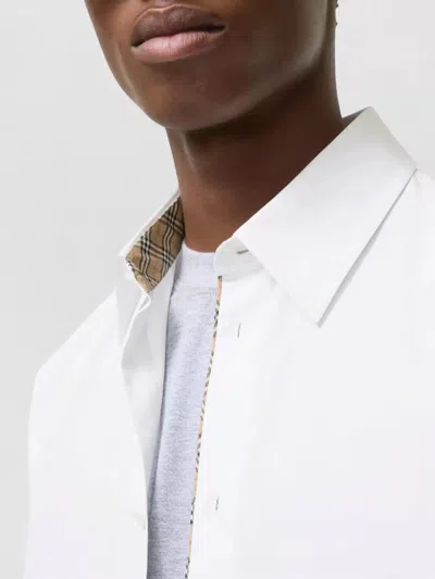 Burberry Check Pattern Shirt Button Down Collar In White