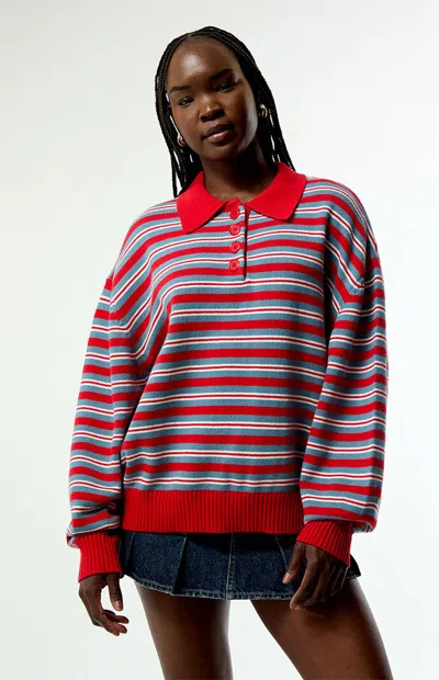 Weworewhat Henley Pull Over Sweatshirt In Red
