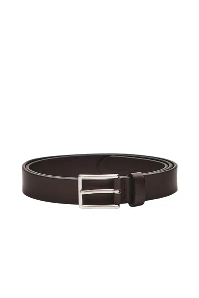 Massimo Dutti Nappa Leather Belt With Rectangular Buckle In Black